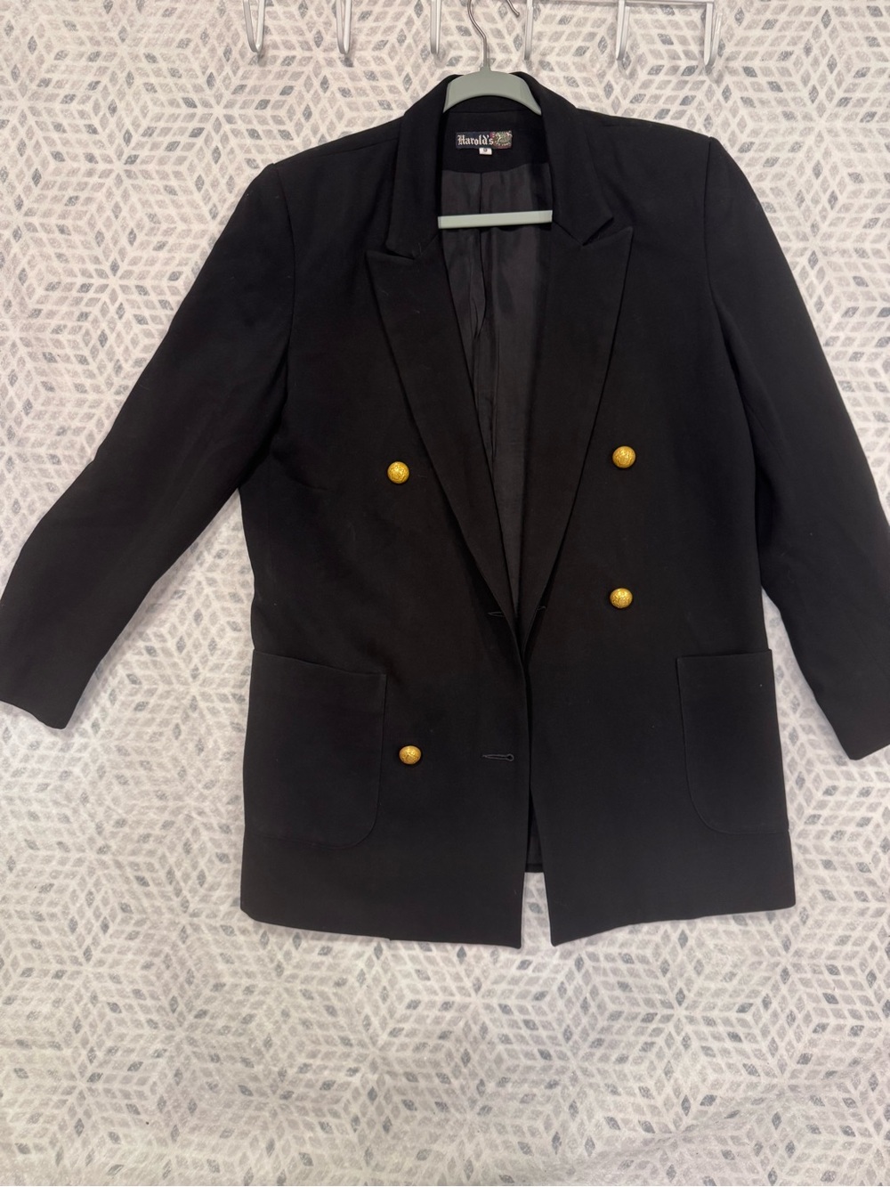 Vintage Harold’s Black Double Breasted Blazer 100% Wool Womens Sz 8 - Picture 5 of 9